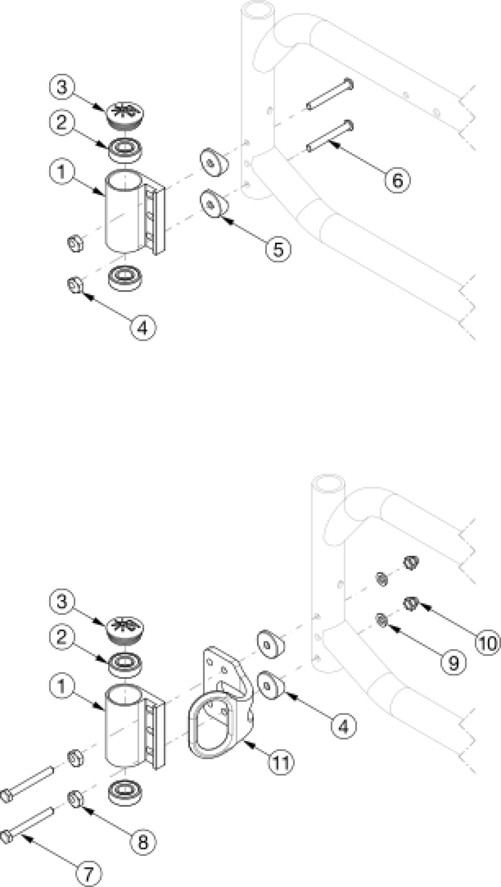 Catalyst E Caster Housing - Standard parts diagram