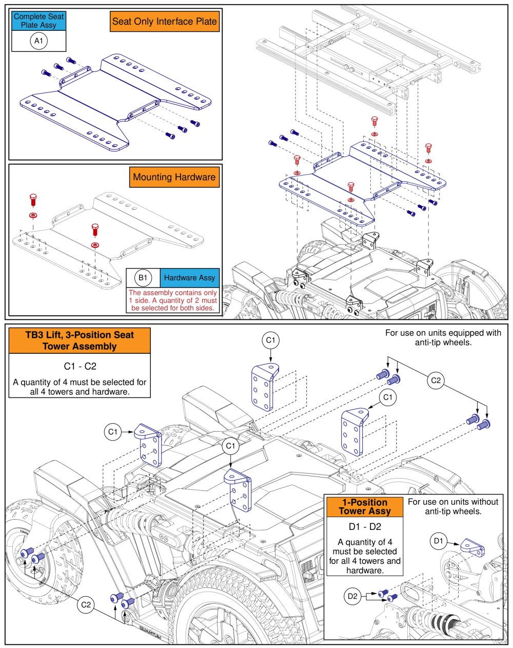 Tb3 Static Seat Interface, 4front 2 parts diagram