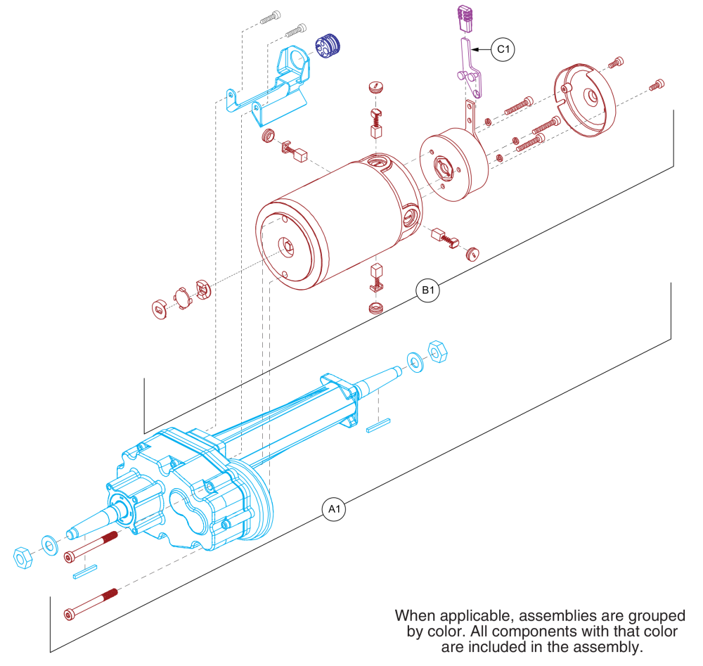 Transaxle, Motor, Break W/ Freewheel Lever, Pursuit Xl - S714 parts diagram