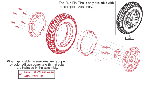 Run Flat Drive Wheel Assy, Elite 14 parts diagram