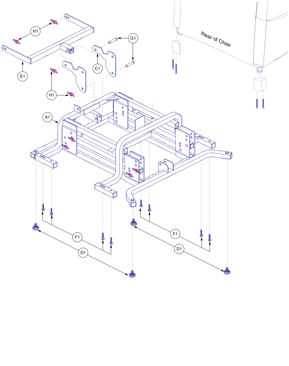 Lc125, Trendelenberg Lift Frame parts diagram