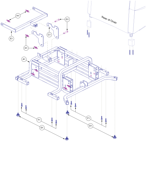 Lc125, Trendelenberg Lift Frame parts diagram