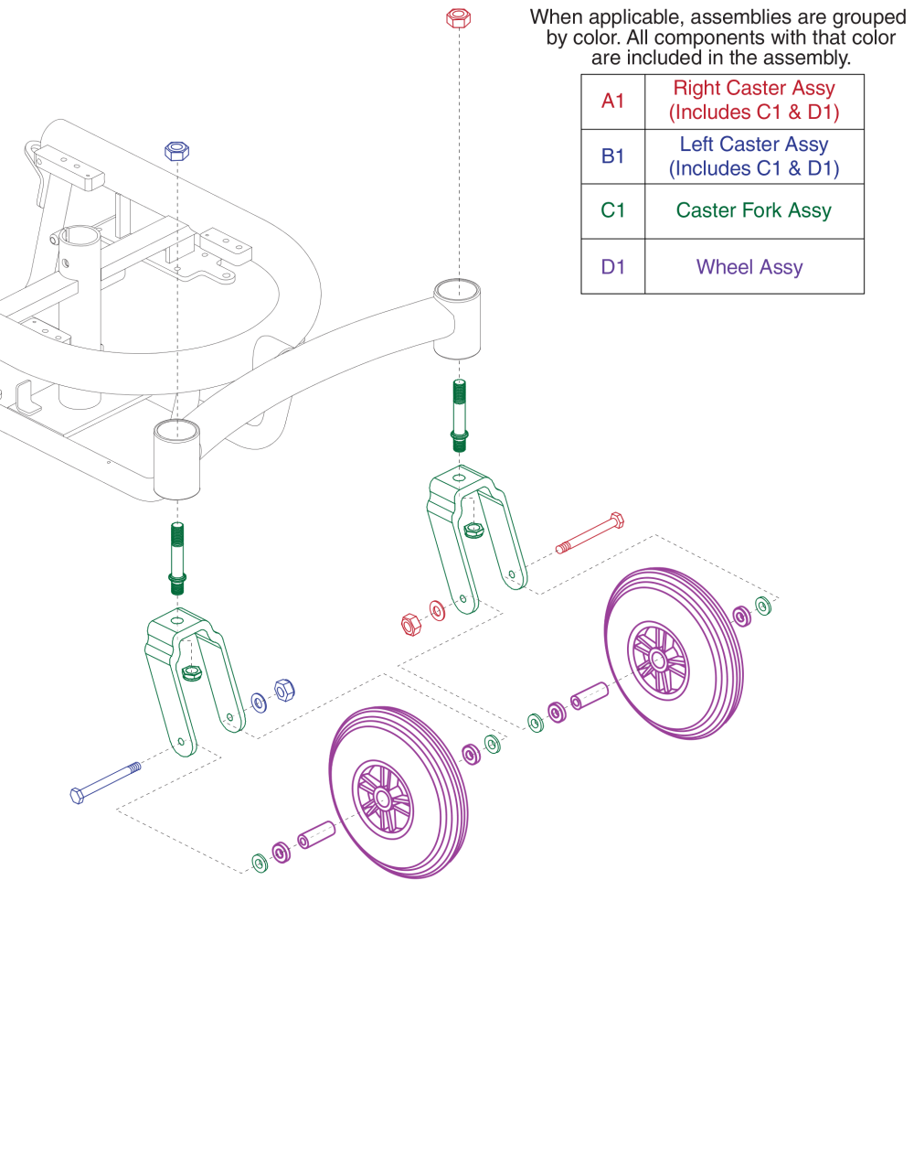 Z11 Rear Caster Wheel And Fork Assy parts diagram