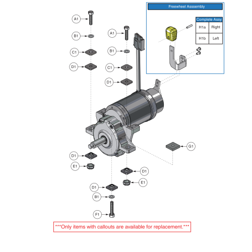 Freewheel Lever &  Motor Mounting Hardware, Jazzy Select Traveller parts diagram