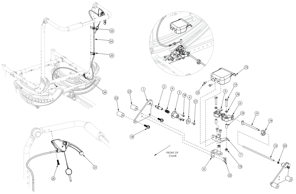 Focus Cr Hand Tilt Mechanism Fixed Height With Adjustable Handle Back parts diagram