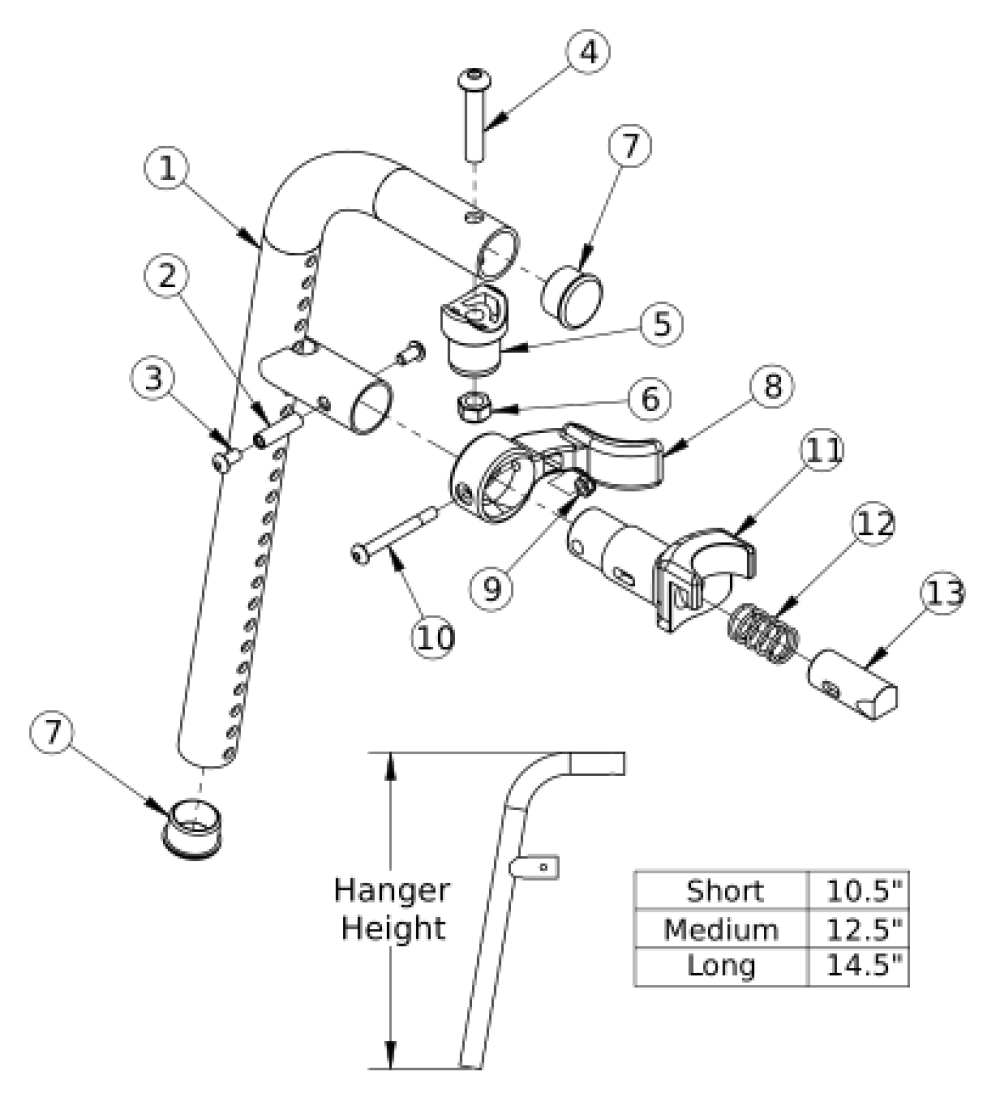 80 Degree Front Mount Hanger parts diagram