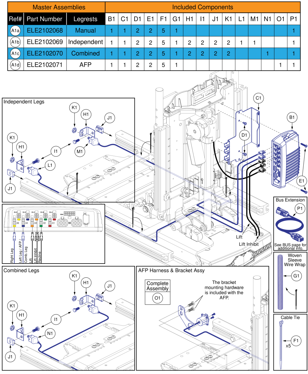 Ql3 Aam, Tb3 Lift & Recline (r44 Rival) parts diagram