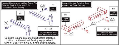 Legrest Hanger - Style #7 Swing-away & Style #12 Elr For Clover Leaf Seat Frame parts diagram