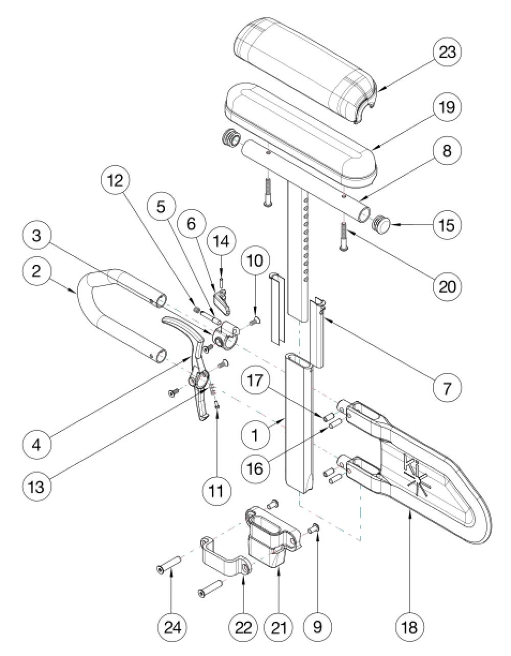 Catalyst Height Adjustable T-arm parts diagram