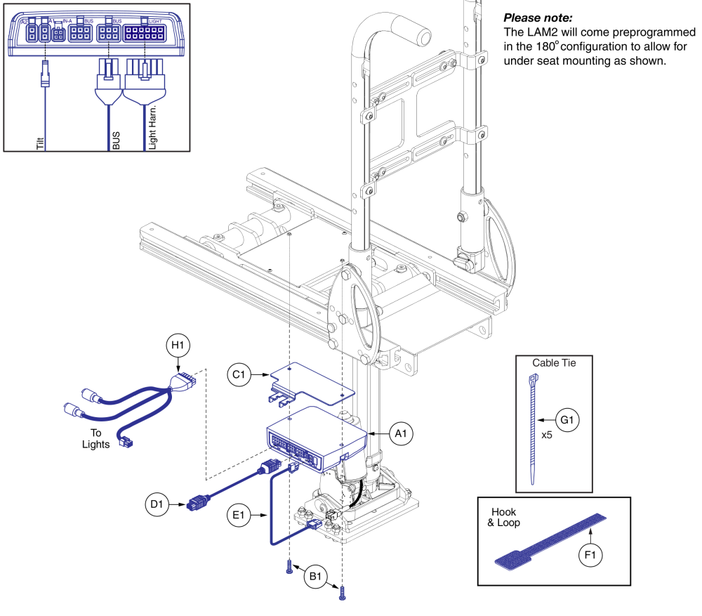 Ne+ Lam2 W/ Pediatric Tilt - Stretto W/ Tb Flex Seating parts diagram