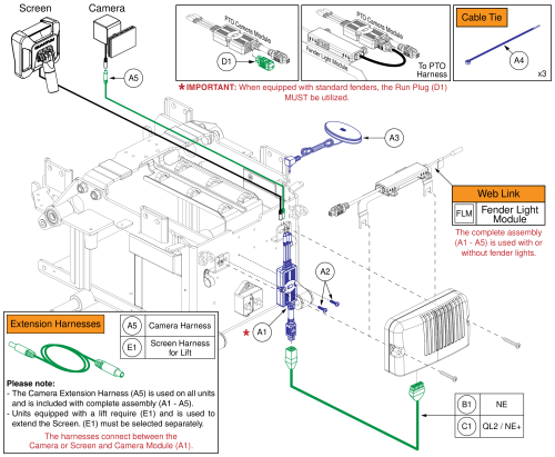Pto Backup Camera Module, Ne/ Ne+/ql2, Q6 Edge Hd / Q6 Edge Z parts diagram