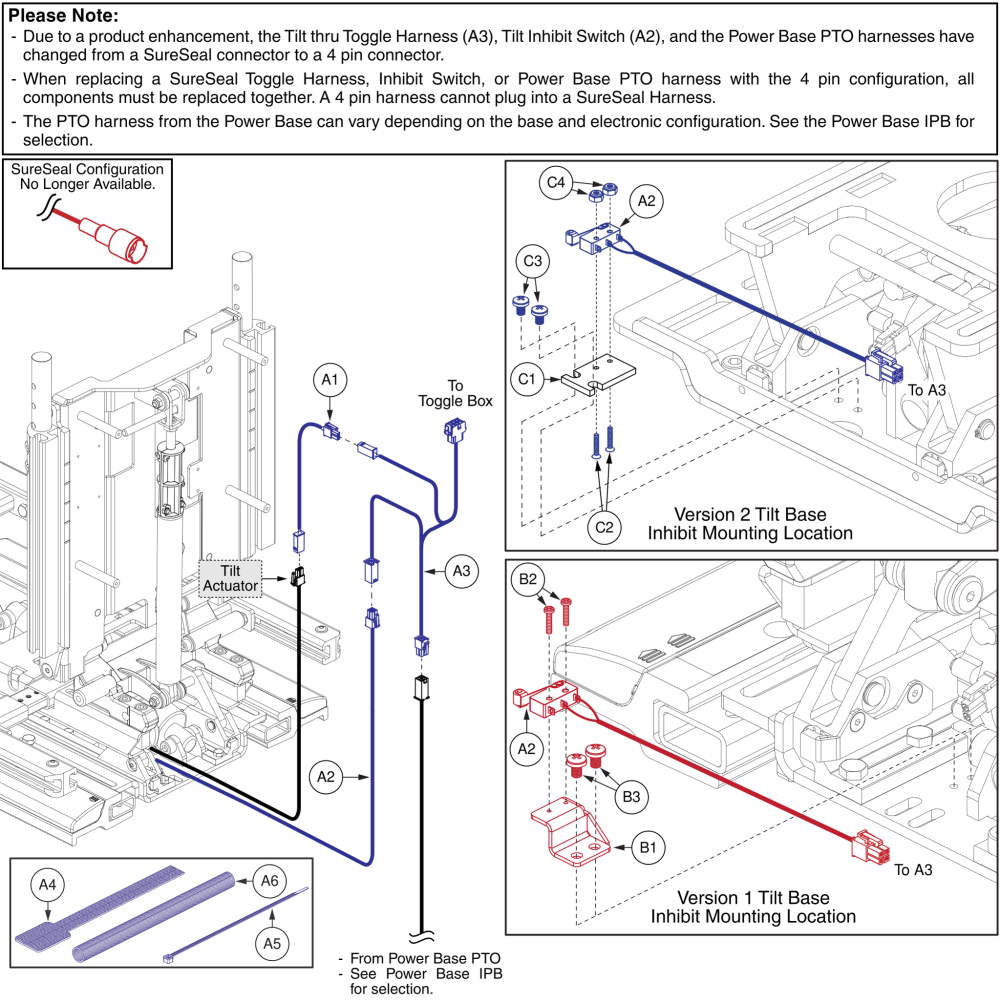 Tilt Thru Toggle Harness And Switches, Tb3 parts diagram