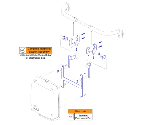 Push Bar Mounting Bracket, Standard Electronics Box parts diagram