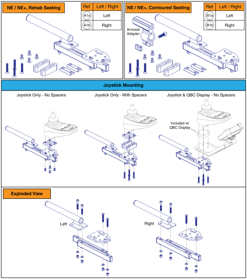 Basic Swing-away Joystick Mount - Ne & Ne+ parts diagram