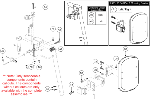 Elr Upper, 1-hole Calf Pad - Style #12 parts diagram