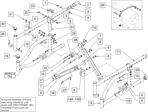 Frame (folding) Prior To S/n Z1a-038633 & Z1se-013380 parts diagram