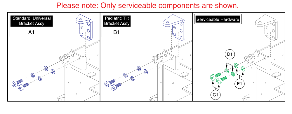 Seat Interface - L-brackets, Universal & Pediatric Tilt, Q6 Edge Hd parts diagram