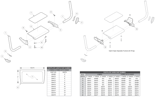 Ethos Hybrid Angle Adjustable Footrest parts diagram