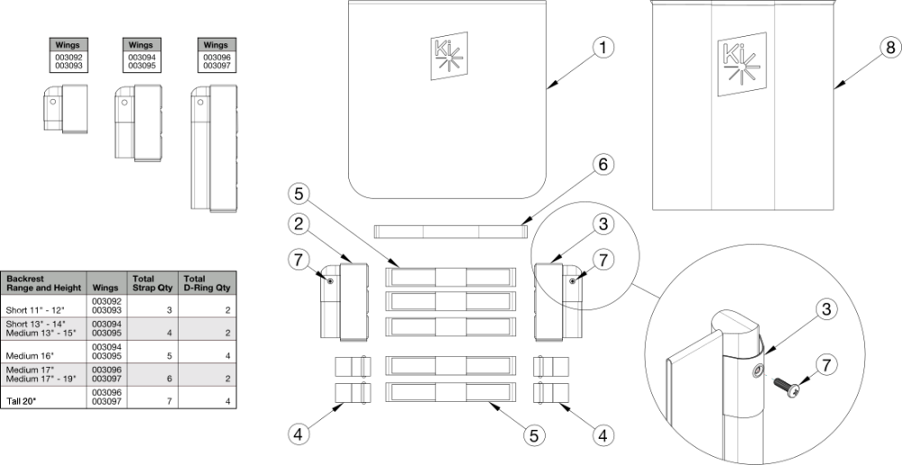 Rigid Tension Adjustable Back Upholstery parts diagram