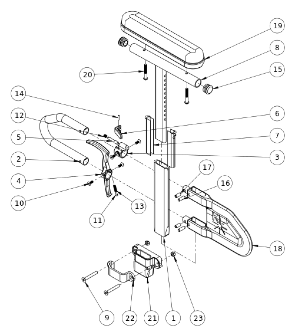Rigid Height Adjustable T-arm parts diagram