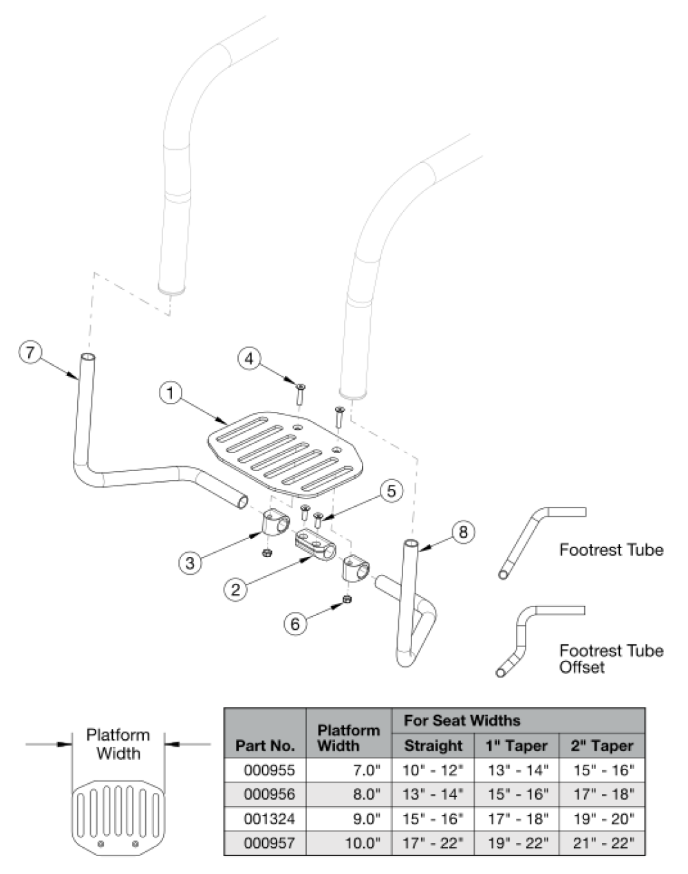 Rigid Angle Adjustable Flip Under Footrest parts diagram