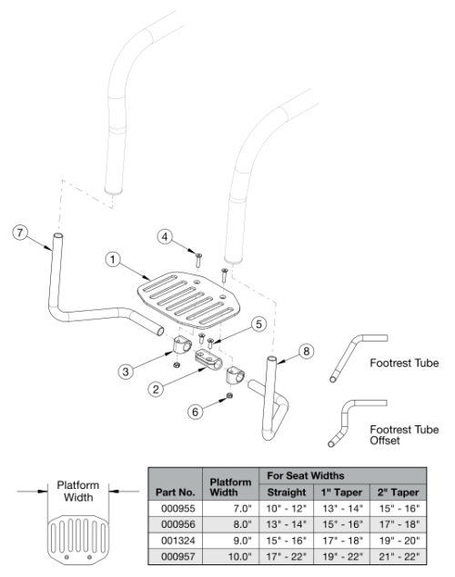 Rigid Angle Adjustable Flip Under Footrest parts diagram