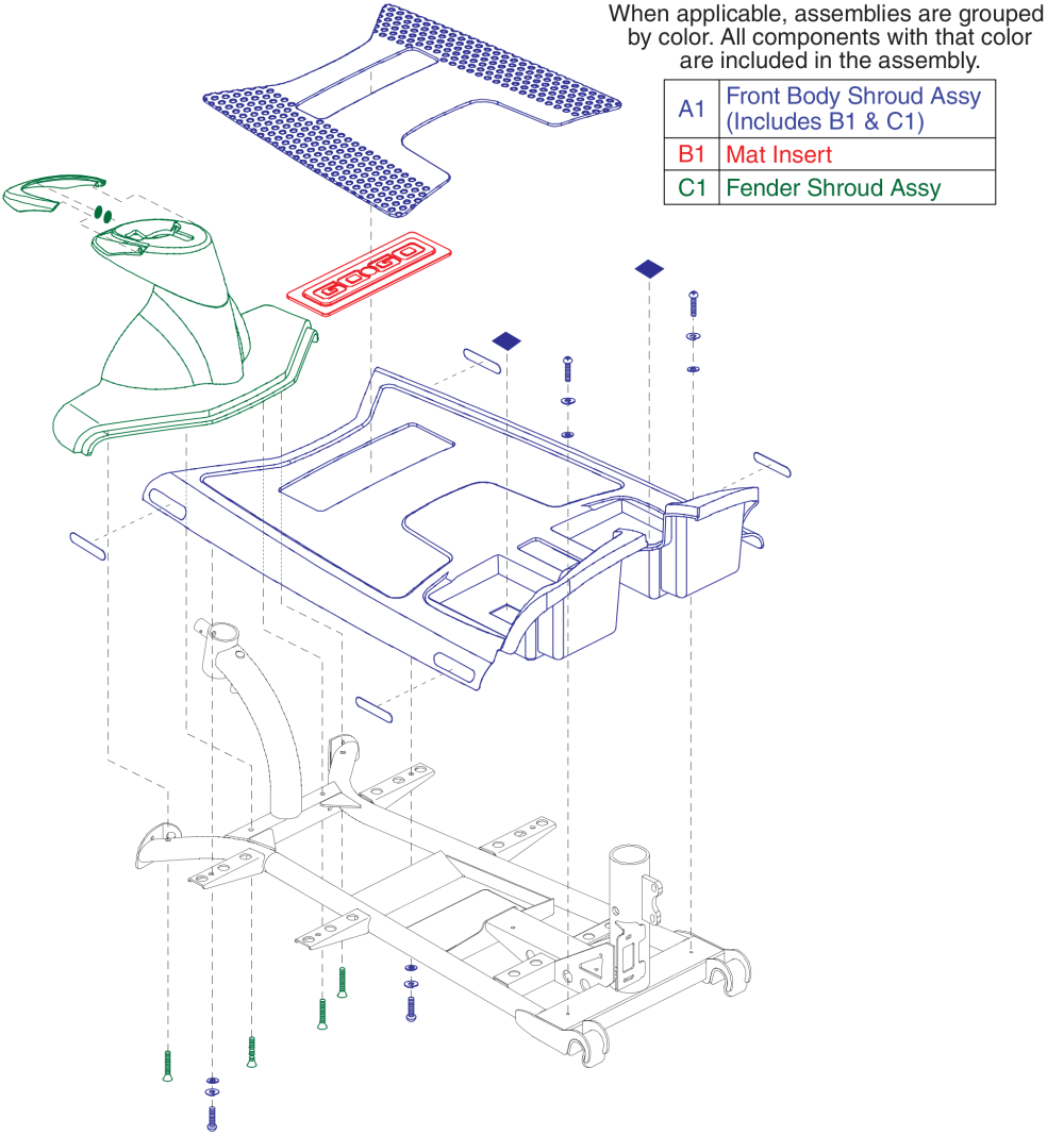 Front Shroud, 3 Wheel, Gogo Sport parts diagram