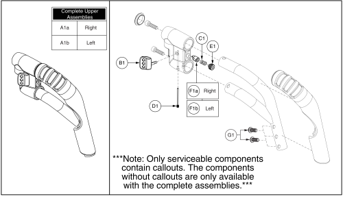 70° Style #8 Swing-away Short Tapered Upper parts diagram