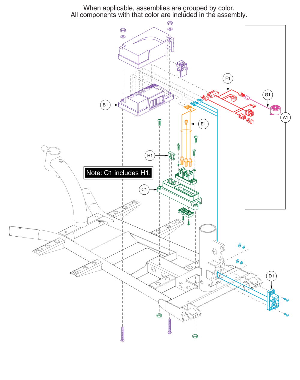 Controller Electronics Assy, R-series, Go-go Lx parts diagram