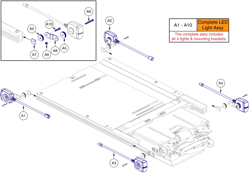 Q6 Edge® 3 / 4front® 2 Seat Mounted Lights, Tru Balance® 4 parts diagram