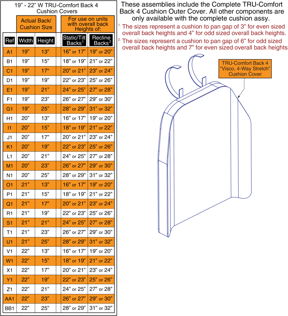 Tru-comfort 4 Back Cushion Covers, 19