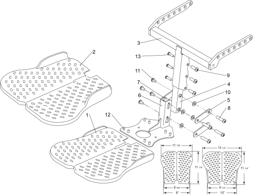 Articulating Footplate For Centre Legrest parts diagram