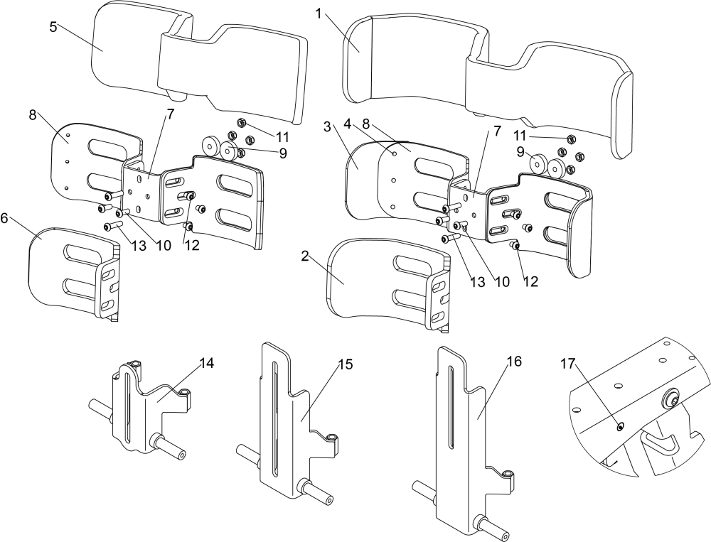 Cmpe Calf Pads And Bracket Options parts diagram