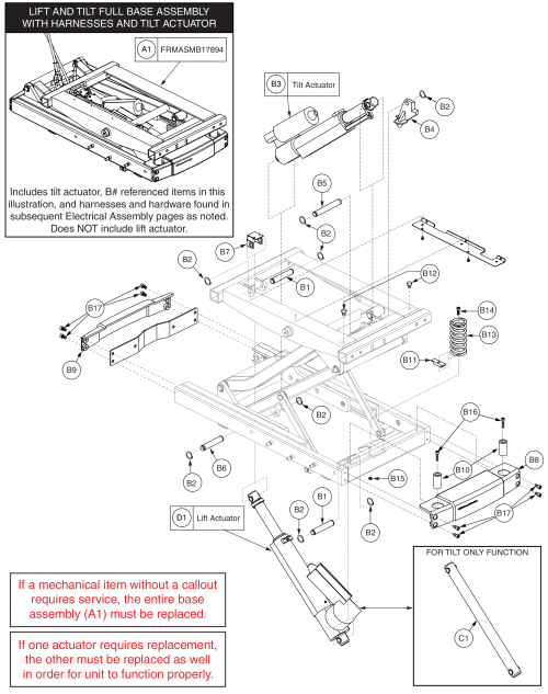 Lift And Tilt Base Assembly, Tb2 parts diagram