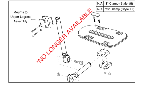 Clamp-on Pediatric Multi-axis Lower Legrests parts diagram