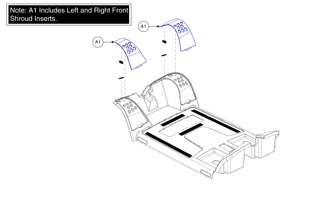 Front Shroud Inserts, 4 Wheel, Version 2, Gogo Elite Traveller Plus parts diagram