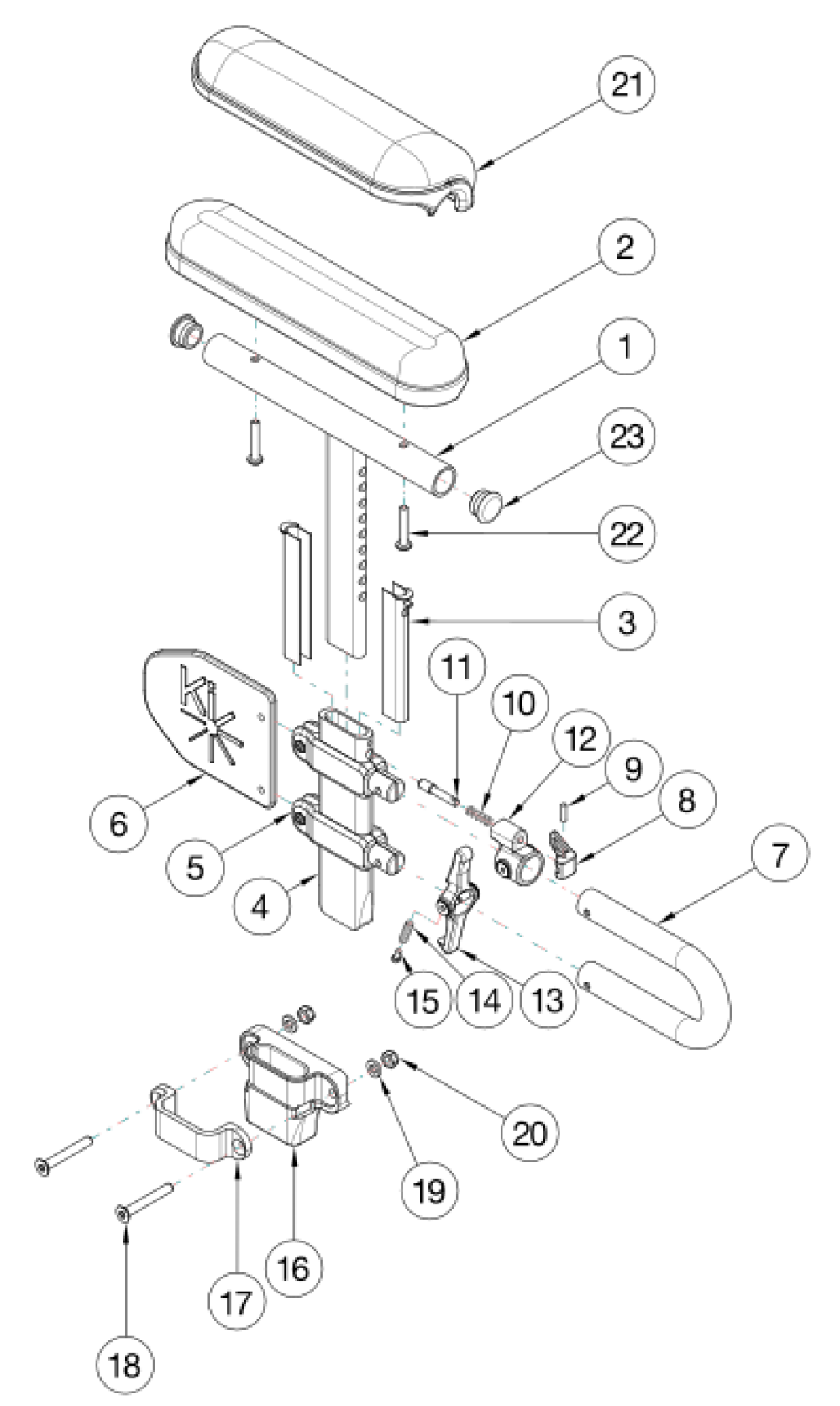 Cr45 Height Adjustable T-arm Low parts diagram