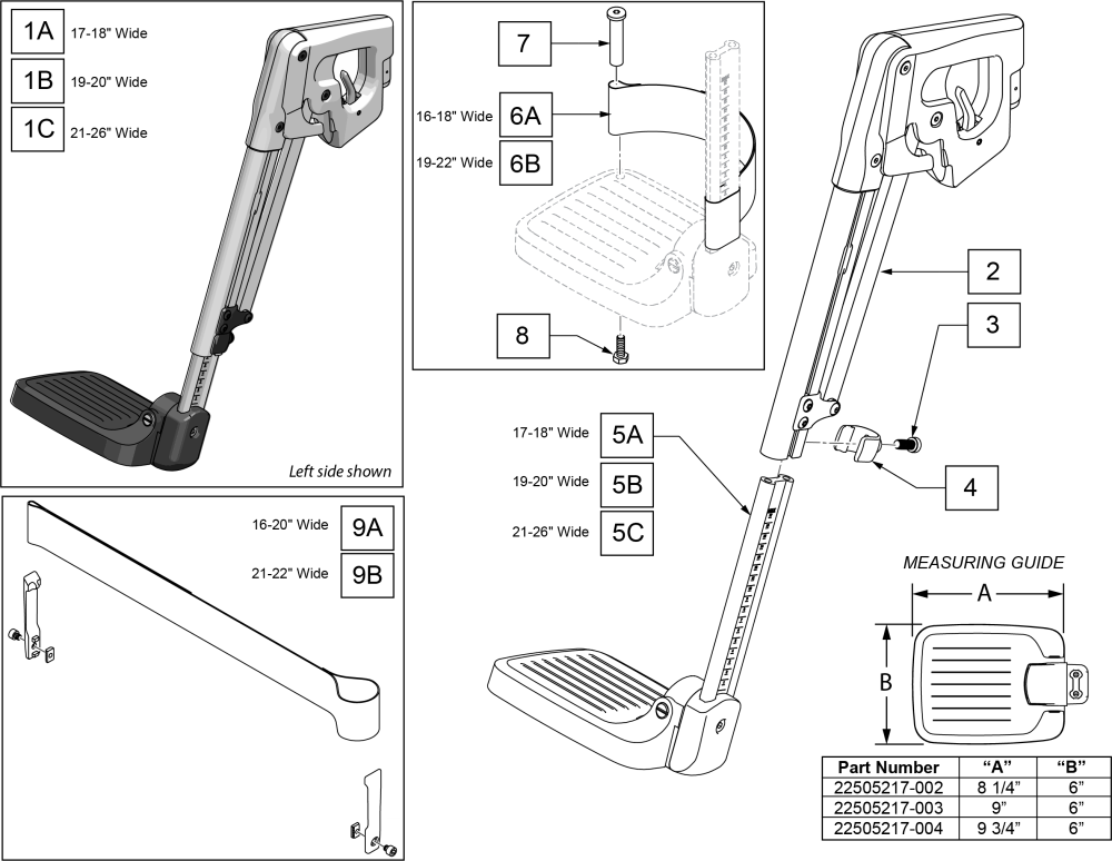 Hd 70 Degree Swing Away Footrest parts diagram