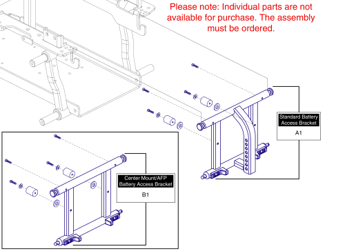 Power Seat (pedestal Actuator) Battery Access Brackets, Edge Series parts diagram