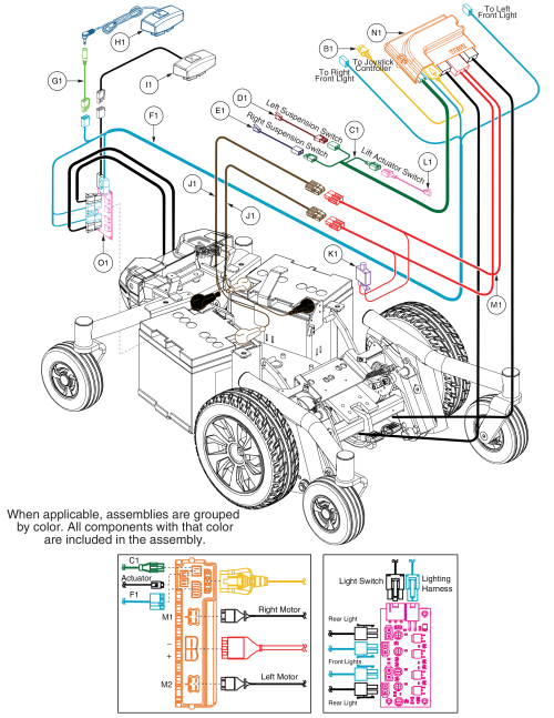 Electrical Assembly, Vr2, 1 Actuator, Jazzy Air 2 parts diagram