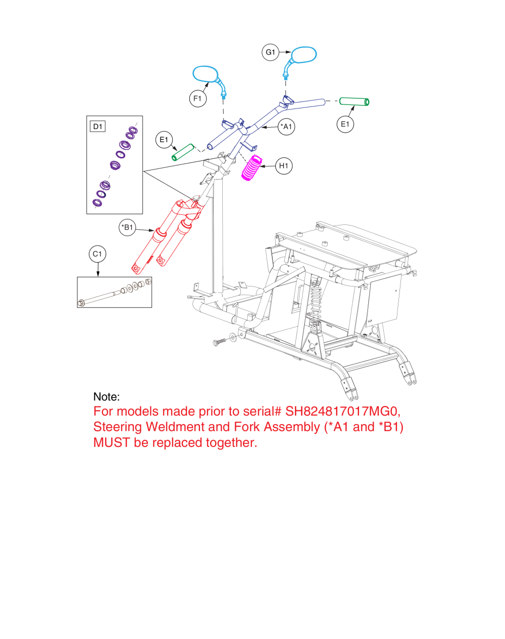 Tiller Assembly, Raptor parts diagram