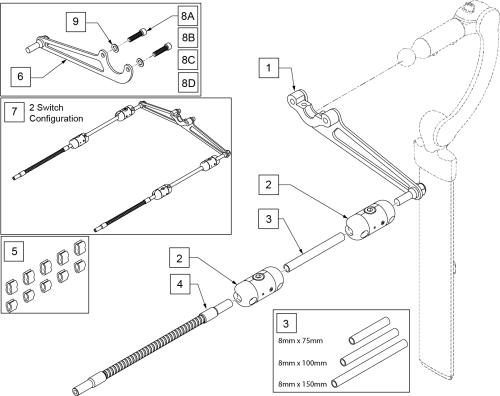 Link-it To Whitmyer Headrest Mount Fixed (1 Or 2 Switches) parts diagram
