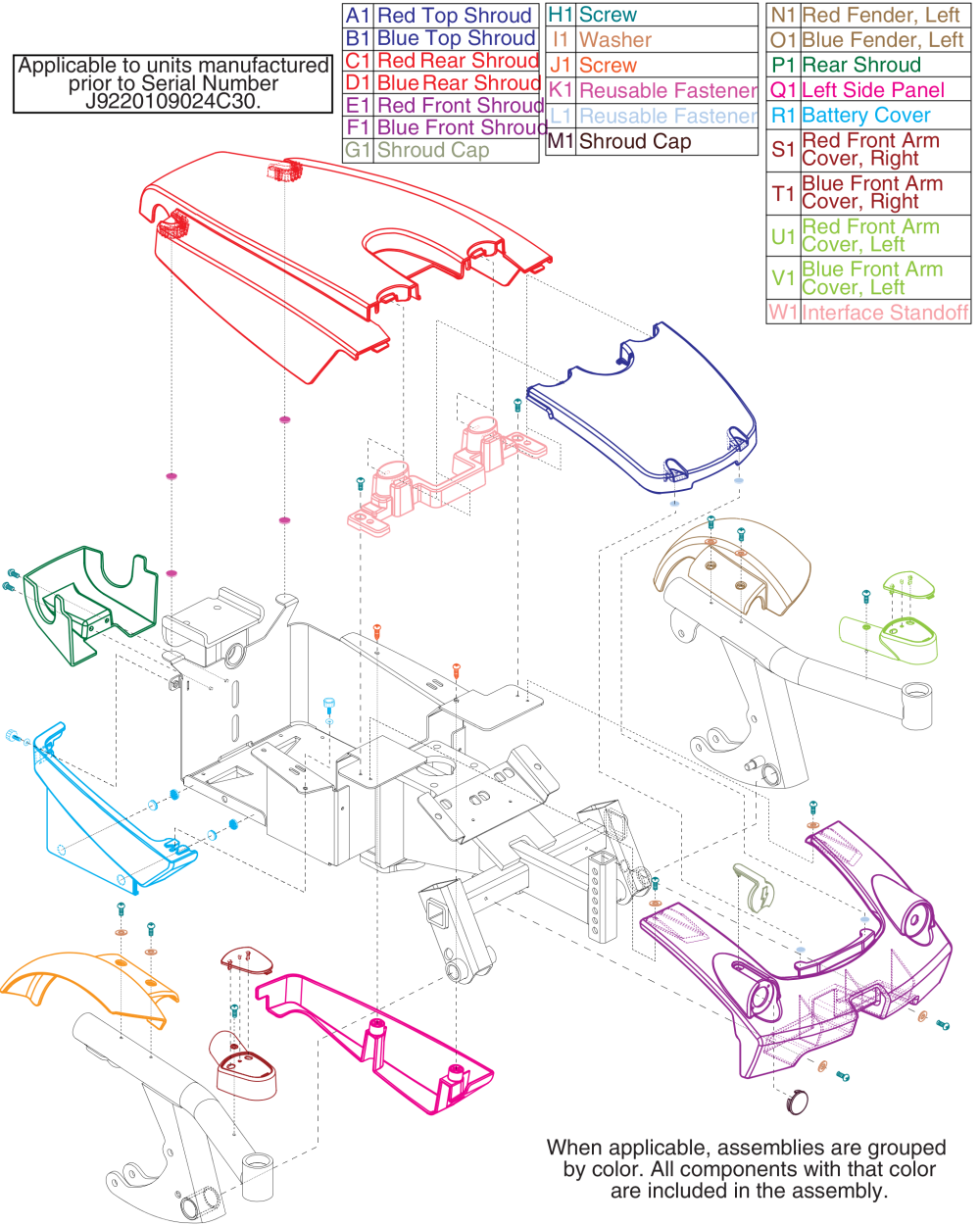 Shroud Assy - Gen 1 (used Prior To S/n J9220109024c30) parts diagram