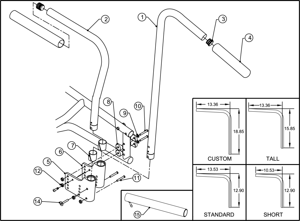 3) Stroller Handle/armrest Assy parts diagram