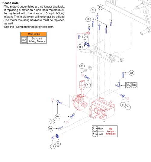 Song Motor W/ Freewheel Alert - Q6 Edge Va parts diagram