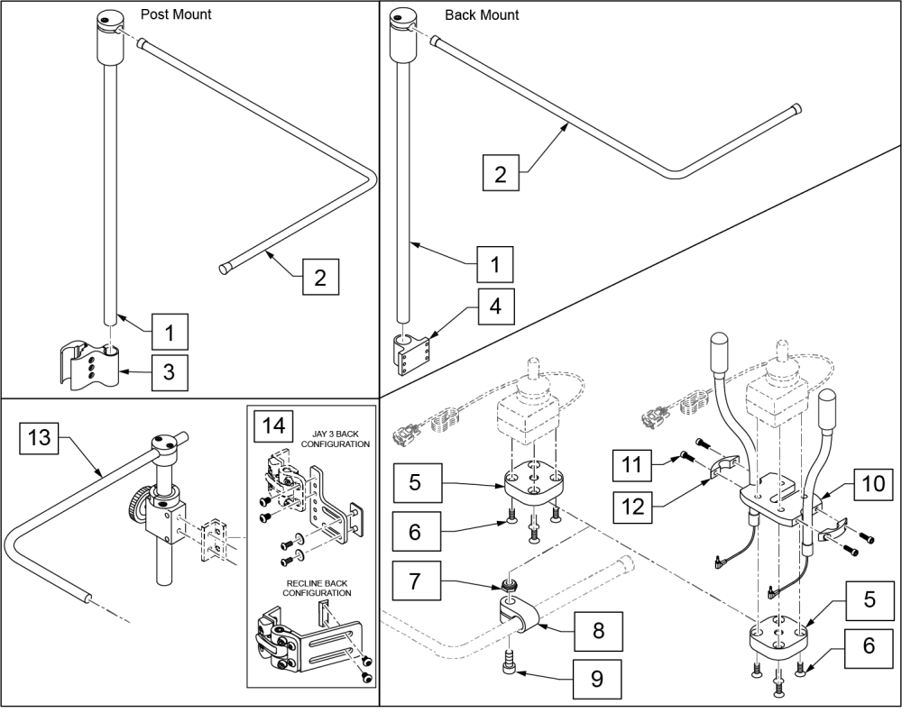 Versaseries Chin Control Backrest Mounting Hardware parts diagram