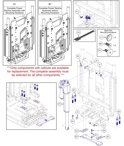 Power Recline Back, Wc-19 Transit, Reac Lift parts diagram